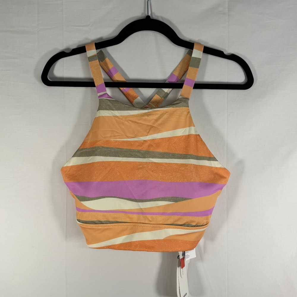 Prana Striped Bathing Suit Top NWT Criss Cross‎ Back Activewear Top XL